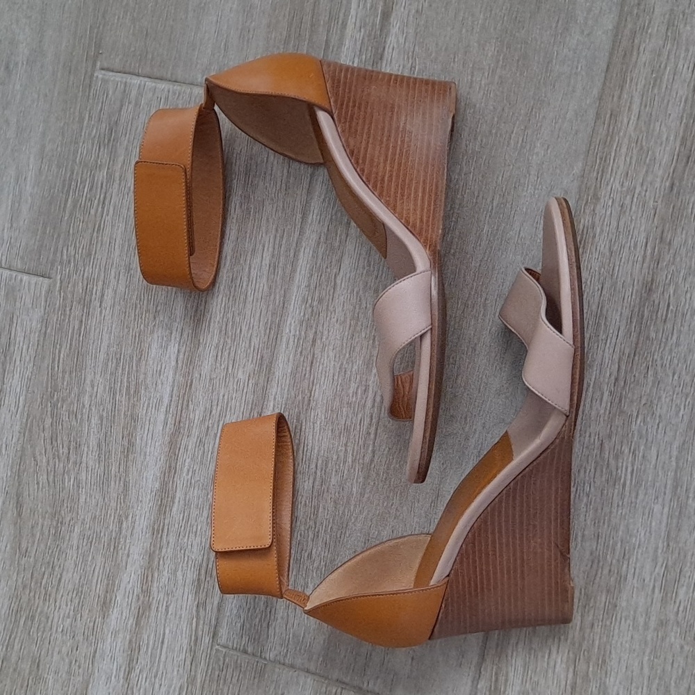 Chloe velcro ankle strap wedge sandals